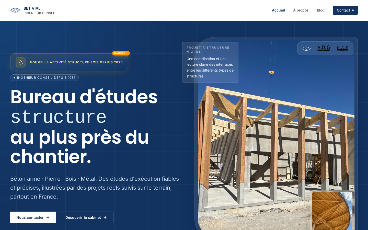 Site web BET Vial — page d'accueil
